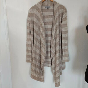 Barefoot Dreams Open Front Striped Sweater Cardigan Size L/XL